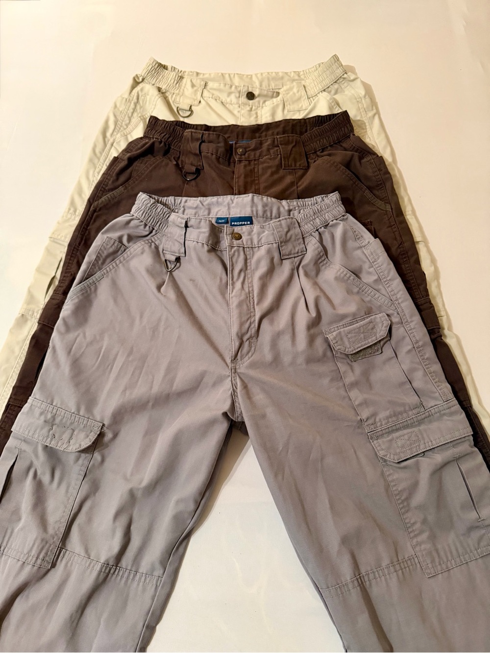 LOT/3 Tru-Spec Men's 34x34 Cargo Tactical Utility Pants Khaki/Brown/Gray Ripstop
